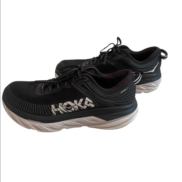 HOKA One One Bondi 7 Men’s Black and White Running Shoe Size 8.5 - Picture 4 of 11